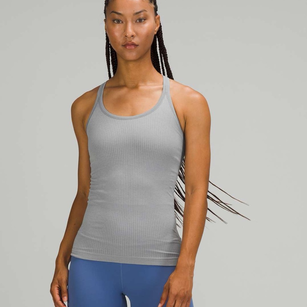 Gray Ribbed Women's Tank Top